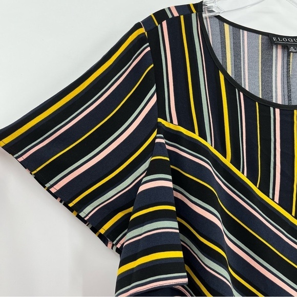 Eloquii Multicolor Striped Scoop Neck Asymmetrical Knit Dress Size 16 - Picture 5 of 8